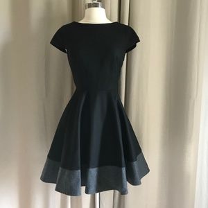 Black Wool Full Circle Flare Skirt Dress S NWOT
